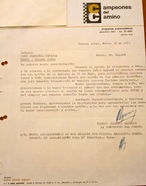 Carta Carlos Legnani